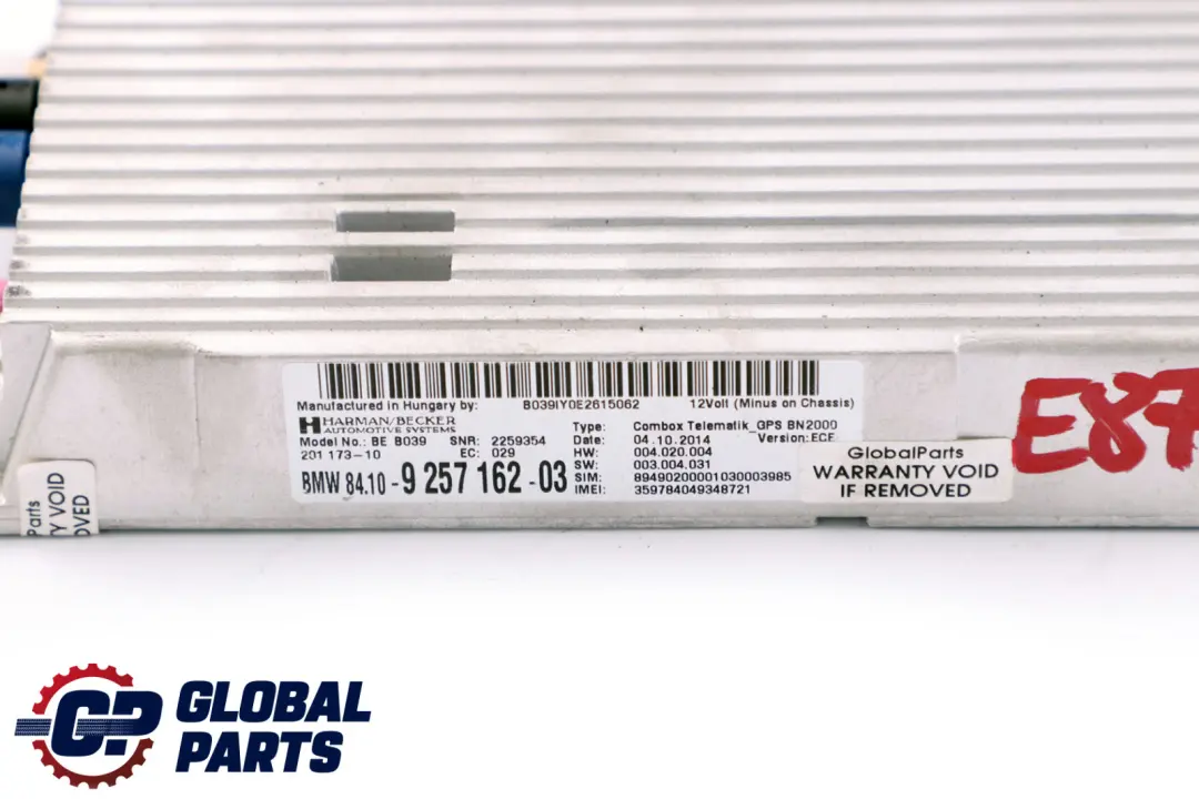 GPS Modul BMW E81 E87 E90 E91 LCI Combox Telematik Steuergerät für mit Teilenummer 9257162 GPS Modul BMW E81 E87 E90 E91 LCI Combox Telematik Steuergerät - SKU 9257162 - Teilenummer 9257162