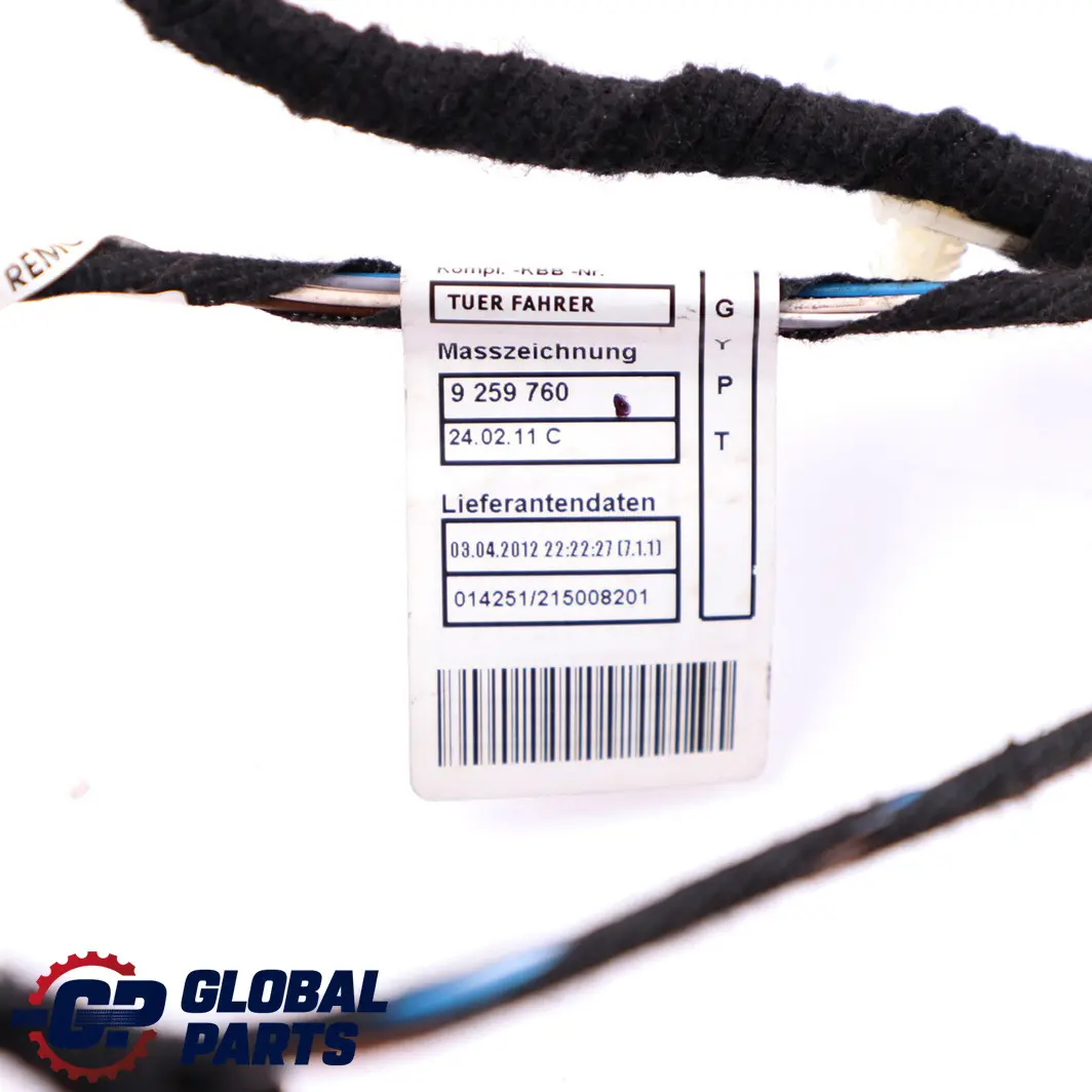 Arnés Cableado Puerta Lado Conductor para BMW F30 F31 con número de pieza 9259983 BMW F30 F31 Arnés Cableado Puerta Lado Conductor - SKU 9259983 - Número de pieza 9259983