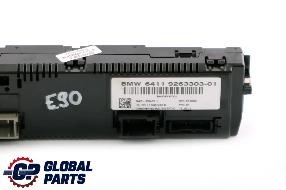 Air Conditioning Panel BMW E81 E87 E90 E91 E92 Automatic Switch Control - SKU 9263303 - Part number 9250394