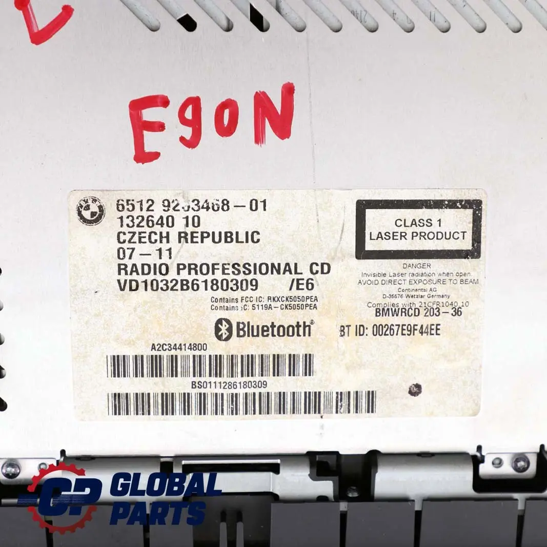 BMW E81 E87 E90 E91 LCI Professional CD Radio Bluetooth - SKU 9263468 - Numero di parte 9263468