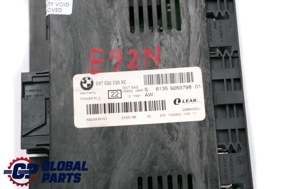 BMW Série 3 E92 LCI Footwell Xenon Light Control Module Lear FRM3R PL2 - SKU 9263798 - Numéro de pièce 9230445