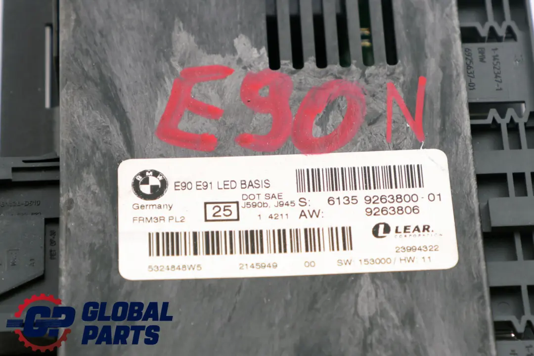 ECU Módulo De Luz De Pies FRM3R Led Trasero Base para BMW E90 LCI con número de pieza 9263800 BMW E90 LCI ECU Módulo De Luz De Pies FRM3R Led Trasero Base - SKU 9263800 - Número de pieza 9263800