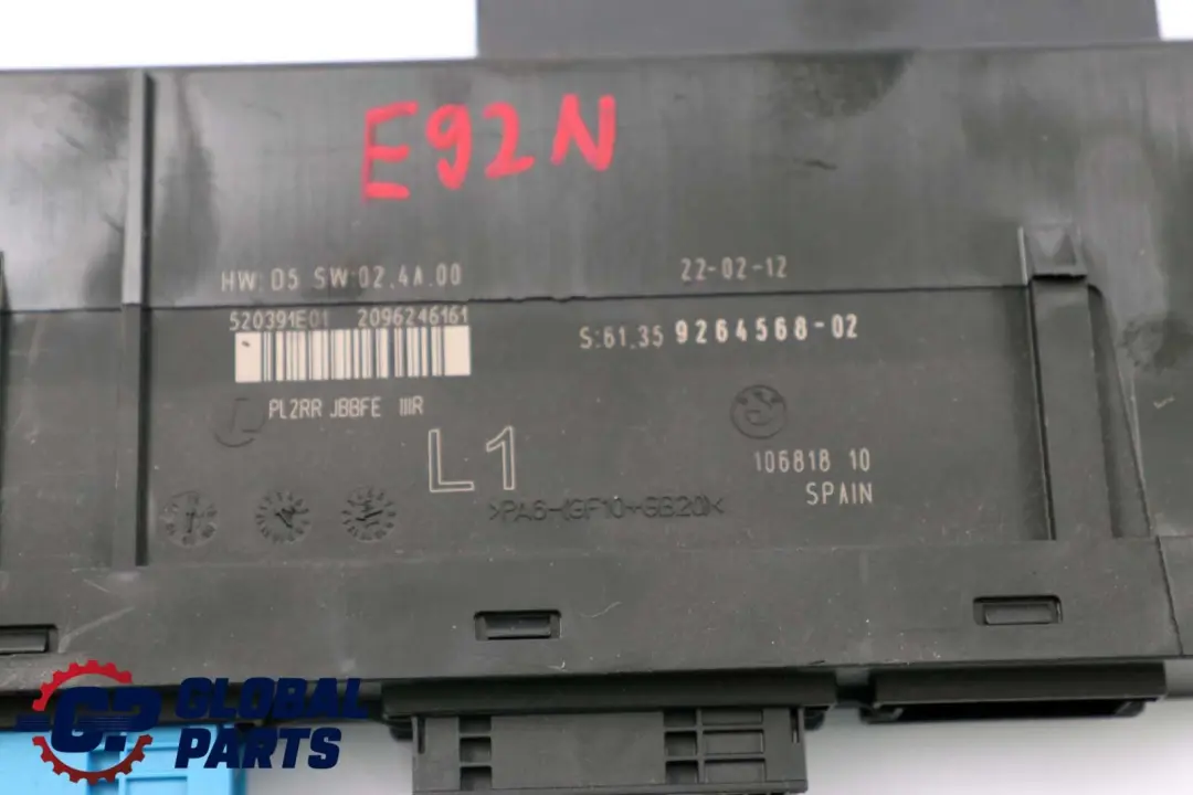 BMW E92 LCI Body Control Module Unit PL2RR JBBFE IIIR L1 - SKU 9264568 - Part number 9264568