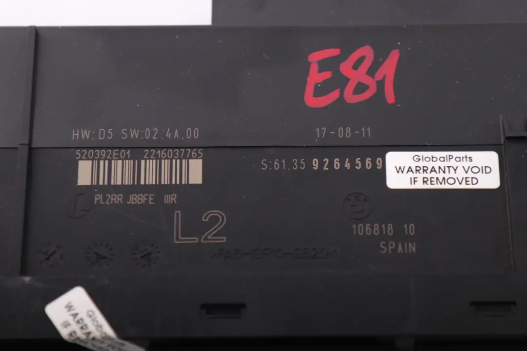 Karosseriesteuergerät L2 6135 für BMW 1 er E81 mit Teilenummer 9264569 BMW 1 er E81 Karosseriesteuergerät L2 6135 - SKU 9264569 - Teilenummer 9264569