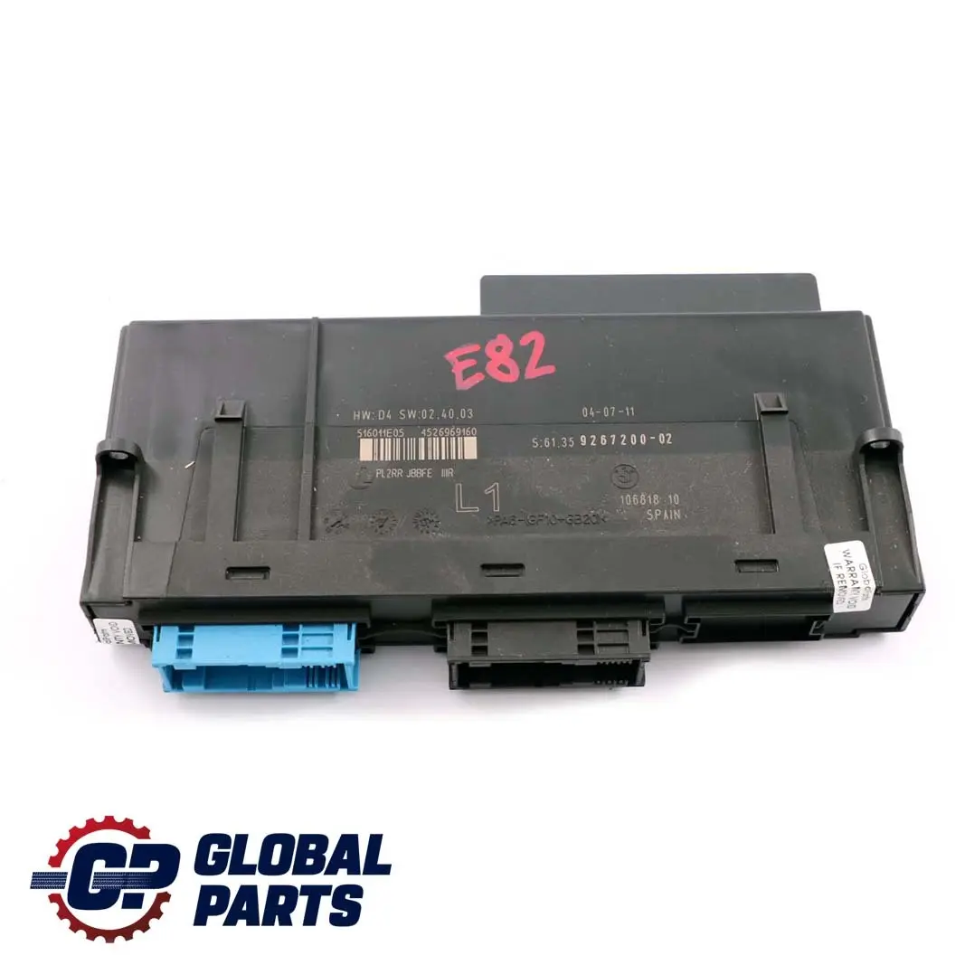 ECU Corpo Controllo Moduli L1 Centralina PL2RR Jbbfe per BMW E82 con numero di parte 9267200 BMW E82 ECU Corpo Controllo Moduli L1 Centralina PL2RR Jbbfe - SKU 9267200 - Numero di parte 9267200