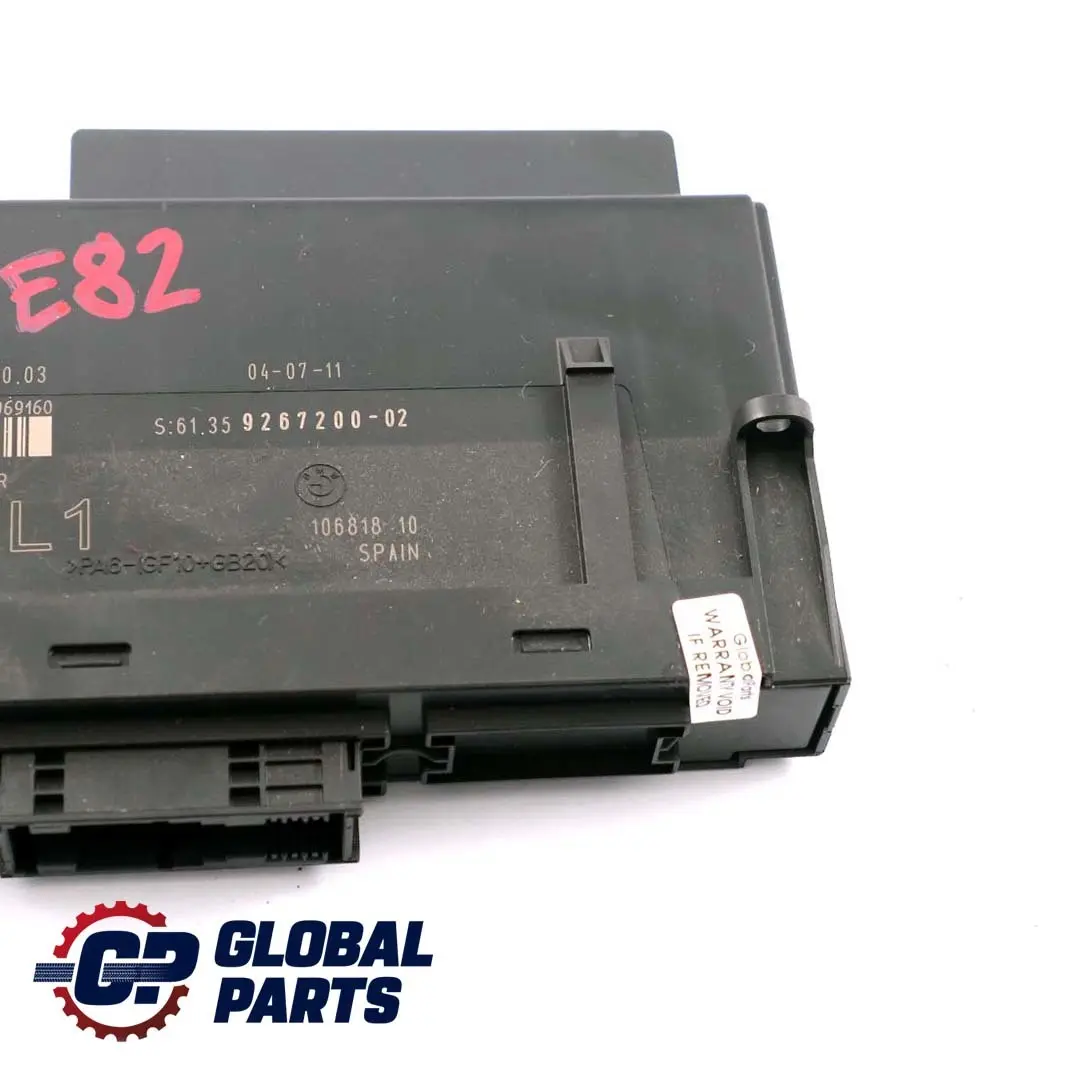 ECU Modulo Control Cuerpo Caja Conexiones L1 PL2RR JBBFE para BMW E82 con número de pieza 9267200 BMW E82 ECU Modulo Control Cuerpo Caja Conexiones L1 PL2RR JBBFE - SKU 9267200 - Número de pieza 9267200