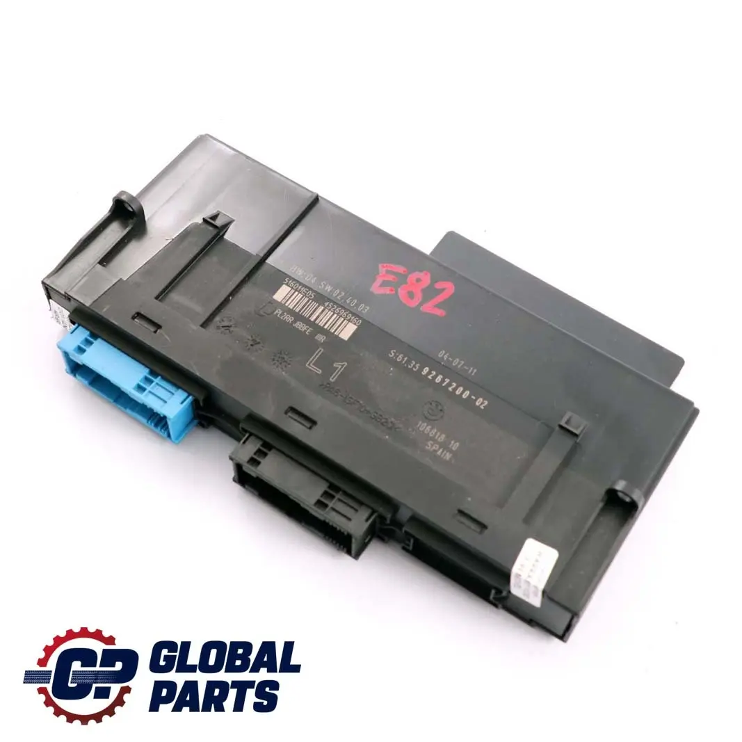 ECU Modulo Control Cuerpo Caja Conexiones L1 PL2RR JBBFE para BMW E82 con número de pieza 9267200 BMW E82 ECU Modulo Control Cuerpo Caja Conexiones L1 PL2RR JBBFE - SKU 9267200 - Número de pieza 9267200