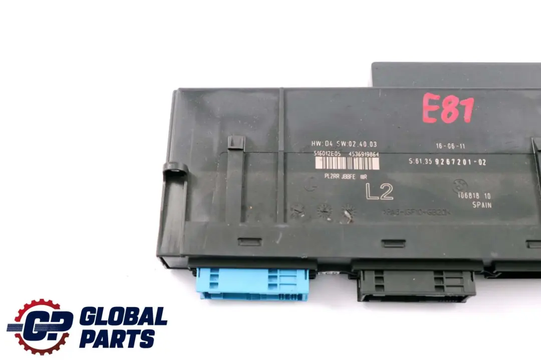 BMW 1 Series E81 Body Control Module L2 PL2RR JBBFE IIIR 6135 - SKU 9267201 - Part number 9267201