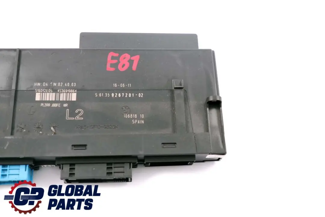 BMW 1 Series E81 Body Control Module L2 PL2RR JBBFE IIIR 6135 - SKU 9267201 - Part number 9267201