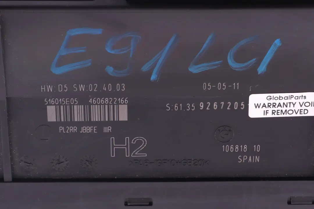 ECU Módulo de Control del Cuerpo Caja de Conexiones H2 para BMW E91 LCI con número de pieza 9267205 BMW E91 LCI ECU Módulo de Control del Cuerpo Caja de Conexiones H2 - SKU 9267205 - Número de pieza 9267205