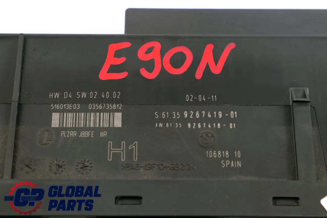 Módulo de control de la carrocería H1 6135 para BMW E90 LCI con número de pieza 9267419 BMW E90 LCI Módulo de control de la carrocería H1 6135 - SKU 9267419 - Número de pieza 9267419