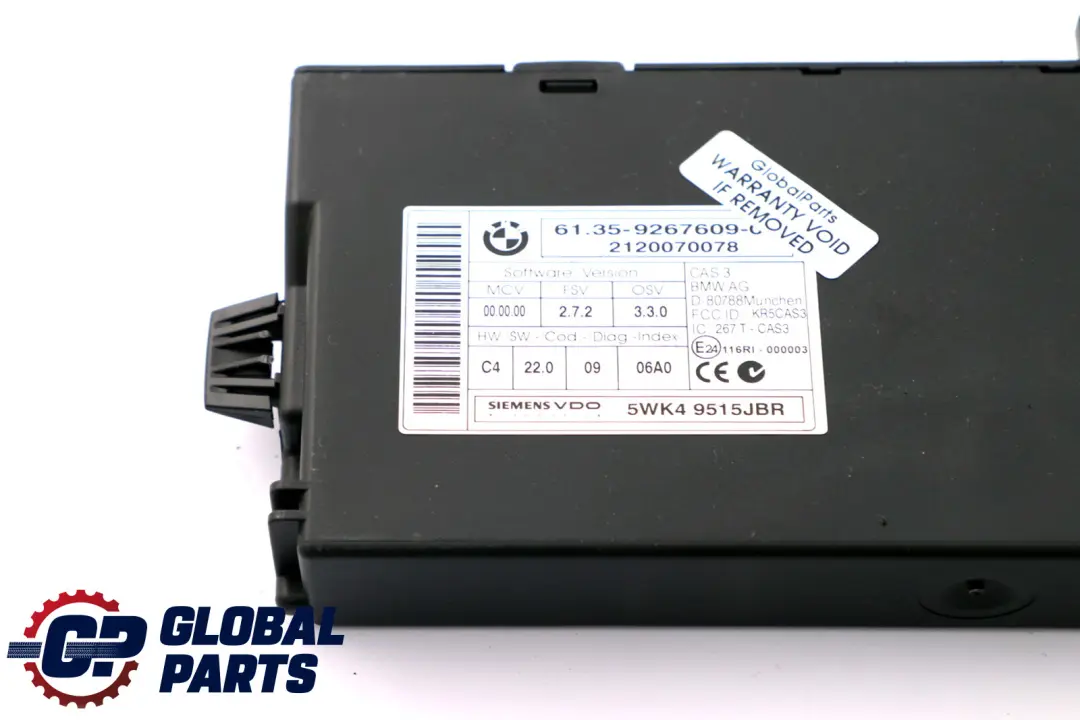 BMW 1 3 5 Series E60 E87 E90 CAS 3 ECU Control Unit Key Reading Module - SKU 9267609 - Part number 9267609