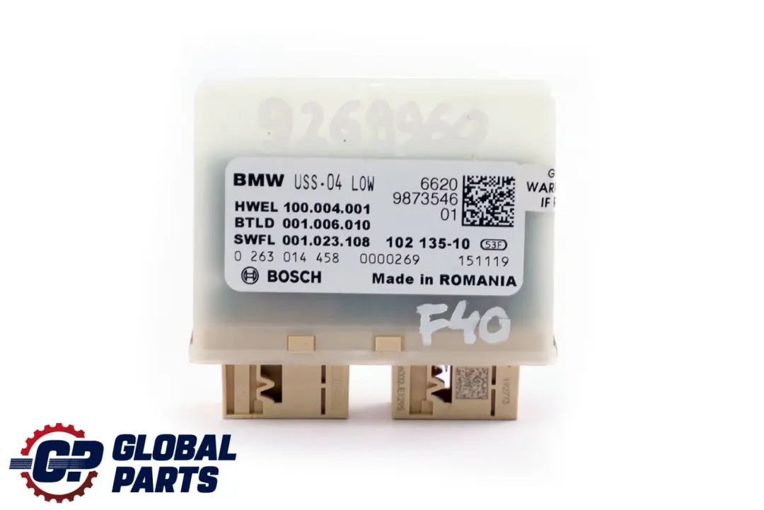 Parking Control Module Unit USS ECU LOW 9873546 to BMW F40 with Part number 9269960 BMW F40 Parking Control Module Unit USS ECU LOW 9873546 - SKU 9269960 - Part number 9269960