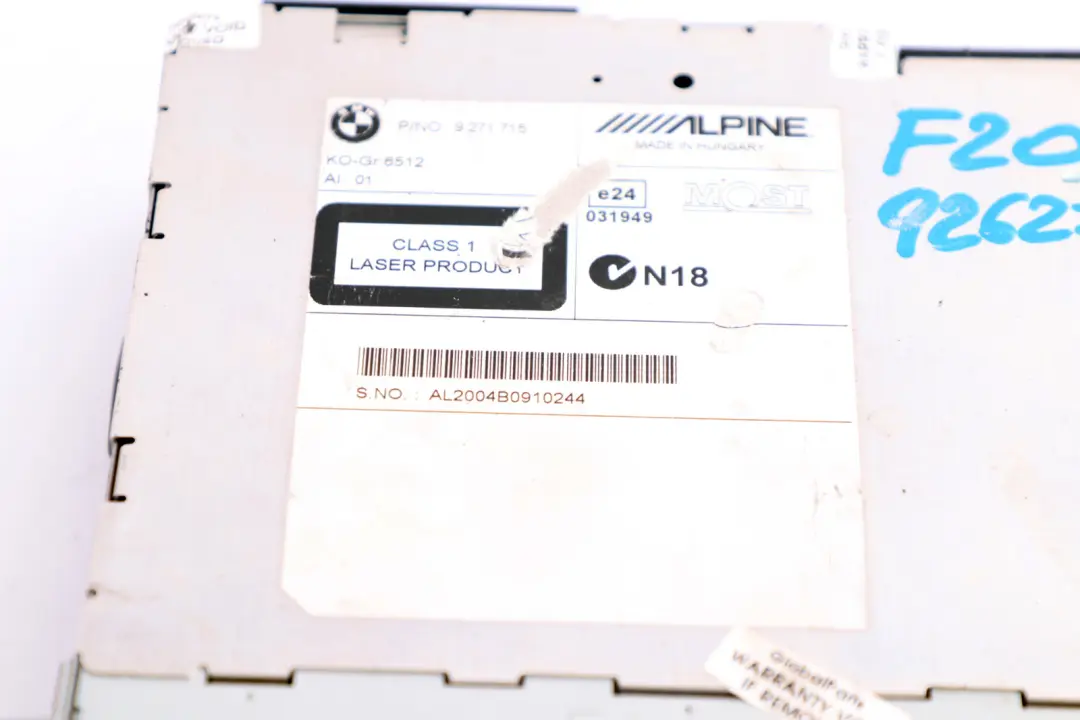 BMW F20 F21 F22 F30 F31 Alpine Cd Radio Player Head Unit - SKU 9271715 - Part number 9271715