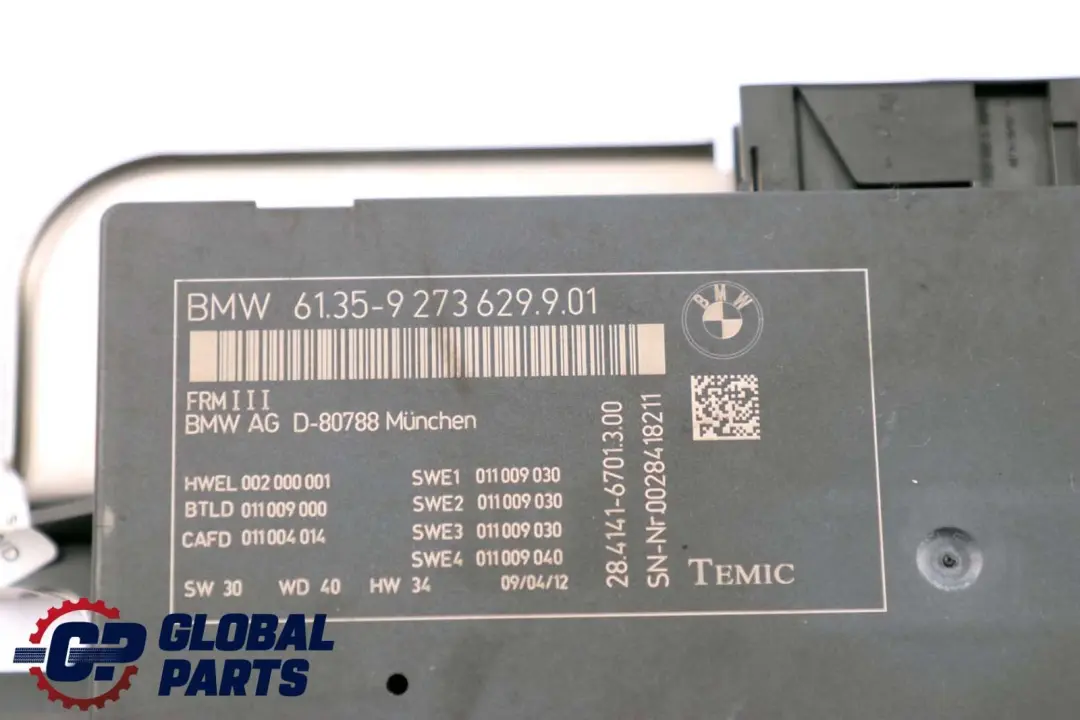 BMW F11 Footwell Light Module ECU Control Unit FRM III TEMIC - SKU 9273629 - Part number 9273629