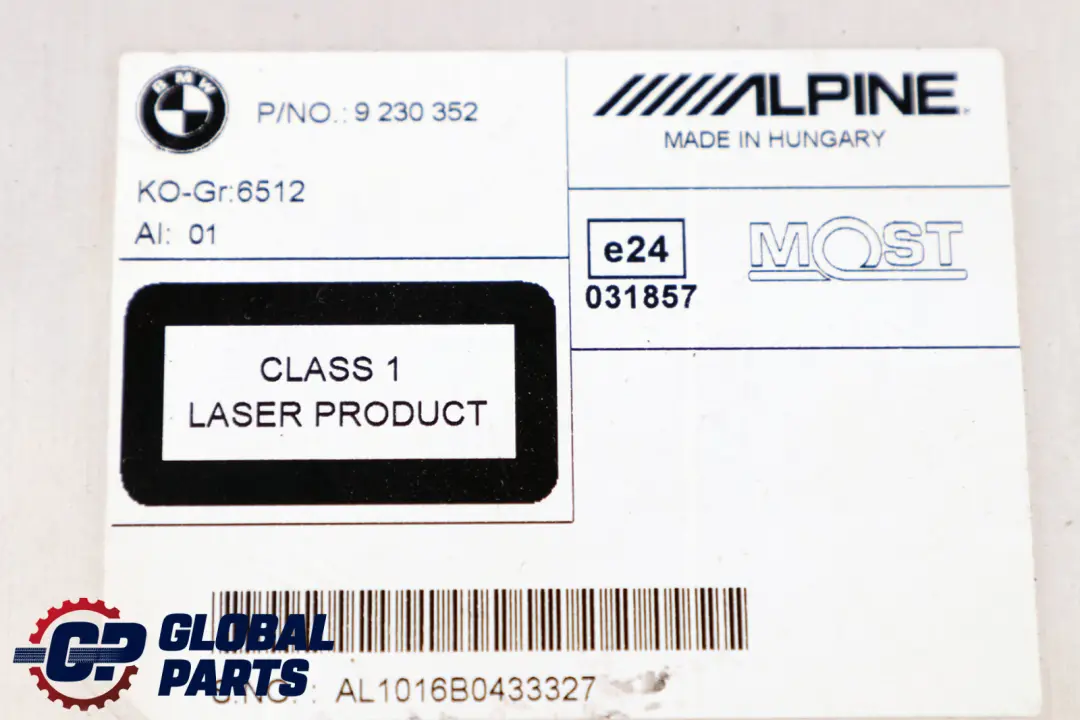 BMW 5 6 Series F10 F11 F12 F13 Audio CHAMP 2 Navigation System ALPINE - SKU 9273861 - Part number 9230352