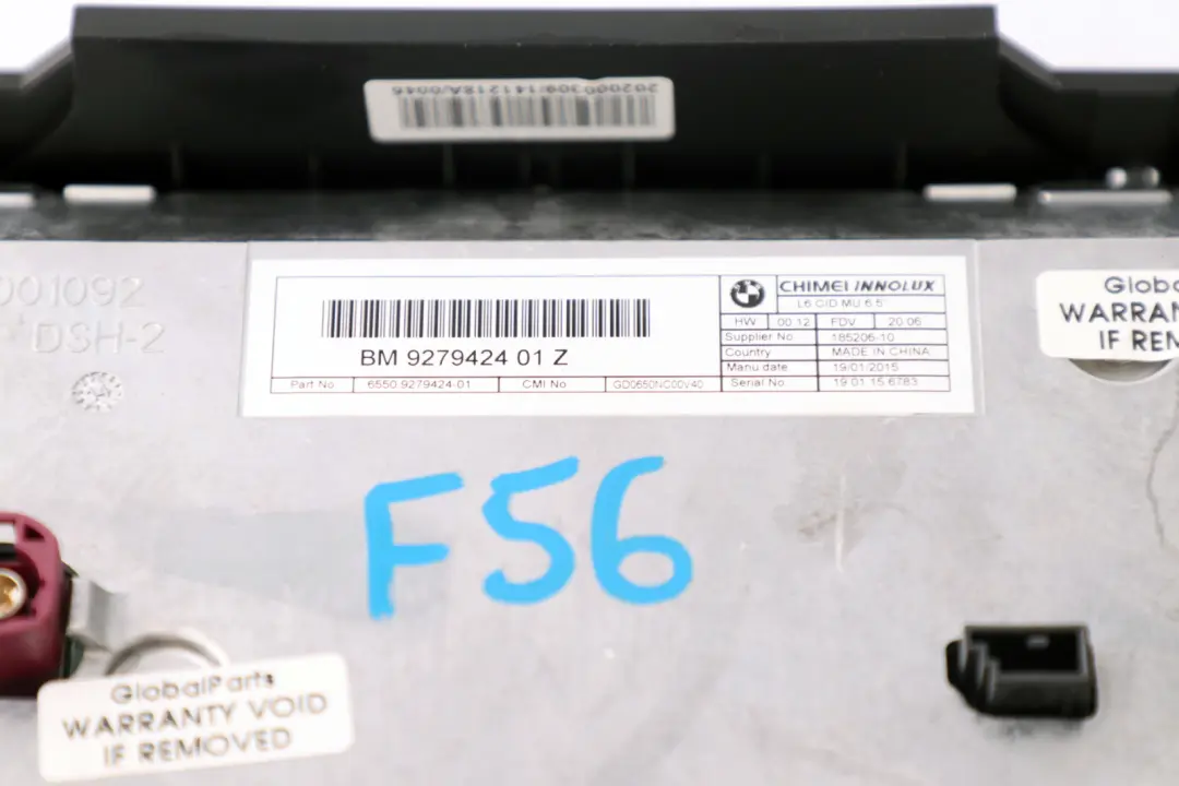 Schermo informativo centrale 6,5" per Mini Cooper One F55 F56 con numero di parte 9279424 Mini Cooper One F55 F56 Schermo informativo centrale 6,5" - SKU 9279424 - Numero di parte 9279424