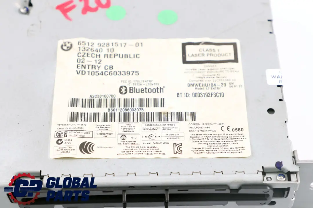 Radio Profesional CD Reproductor Bluetooth para BMW F20 F21 F22 F30 con número de pieza 9290989 BMW F20 F21 F22 F30 Radio Profesional CD Reproductor Bluetooth - SKU 9281517 - Número de pieza 9290989