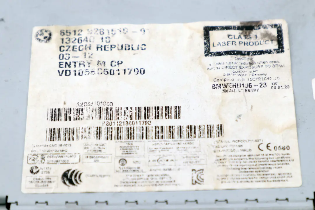 Radio Professional CD Player BMW F20 F21 F22 F30 F31 F32 - SKU 9281519 - Numero di parte 9281519