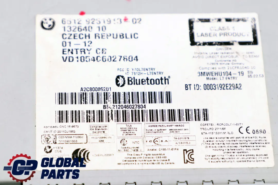 BMW F20 F21 F30 F31 Radio Lettore CD Professionale - SKU 9281913 - Numero di parte 9281913