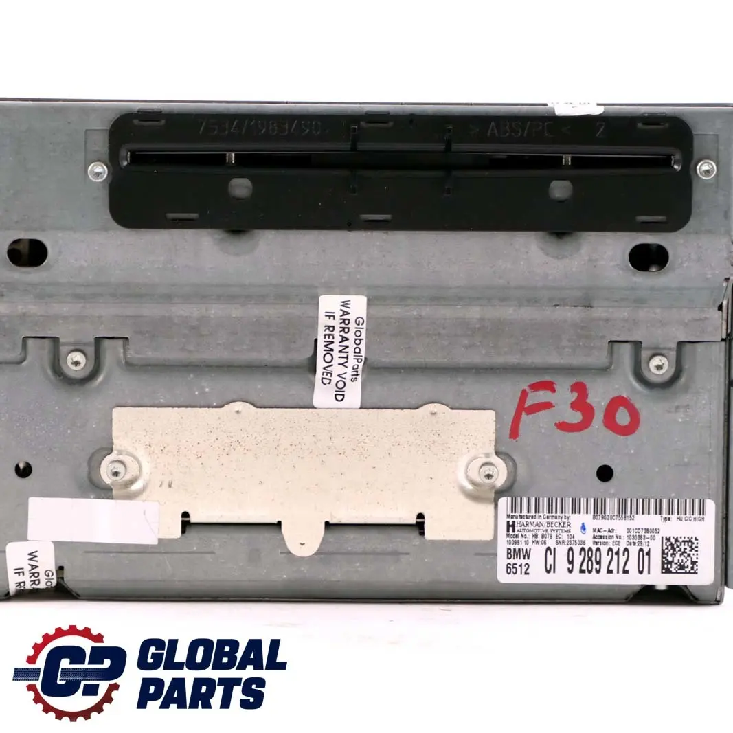 BMW 1 2 3 5 Series F10 F20 F22 F30 Navigation Sat Nav Head Unit High - SKU 9289212 - Part number 9289212