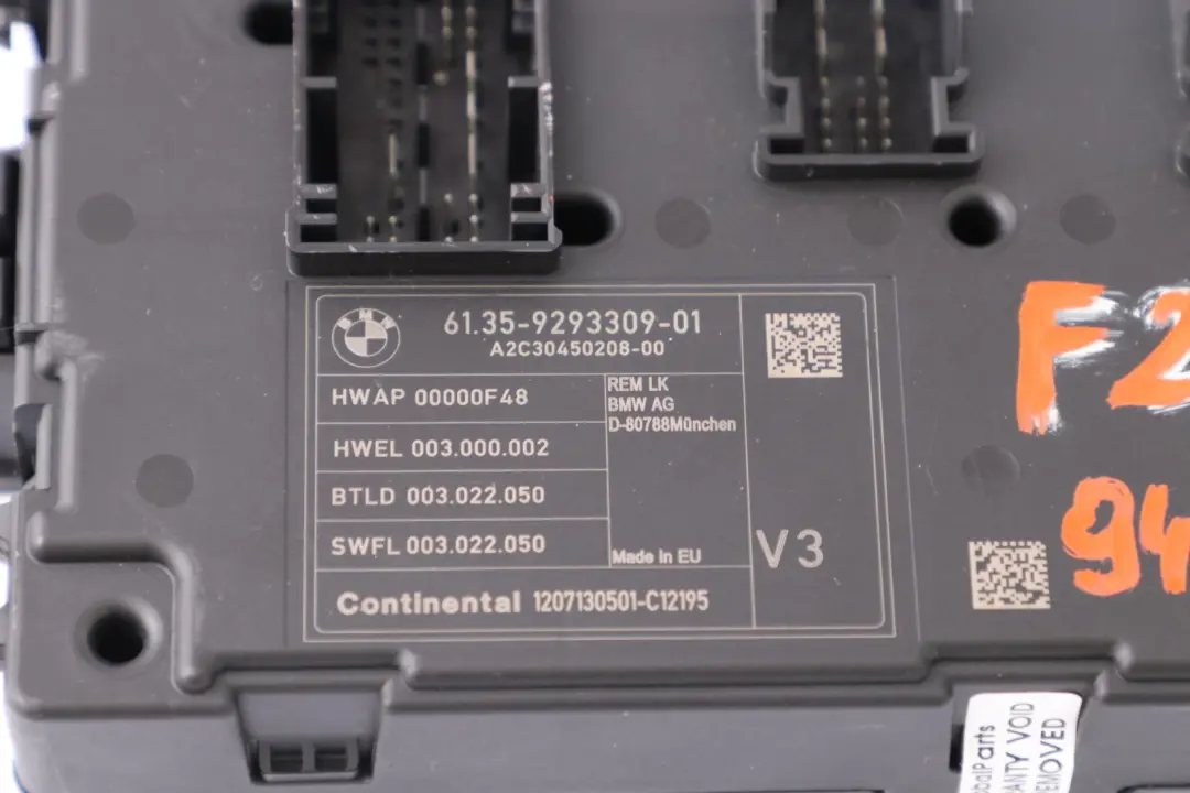 BMW F20 F21 F30 F31 F32 Body Control Unit Module REM - SKU 9293309 - Part number 7597585