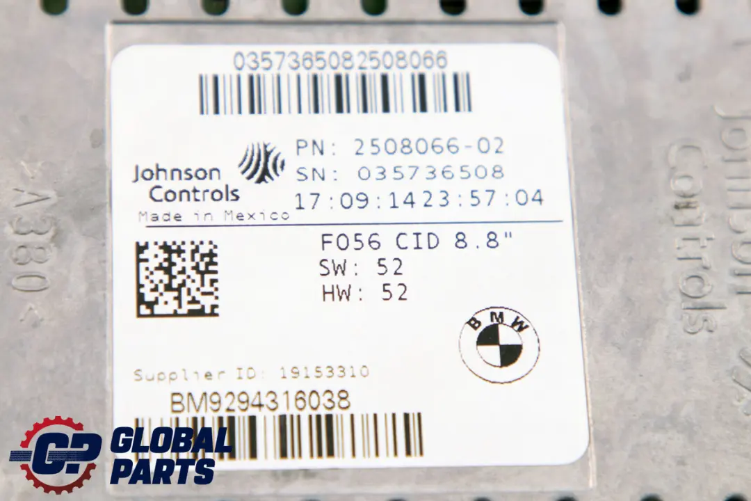 Information Centrale Affichage ecran 8,8 " GPS pour Mini F55 F56 à propos du numéro de pièce 9294316 Mini F55 F56 Information Centrale Affichage ecran 8,8 " GPS - SKU 9294316 - Numéro de pièce 9294316