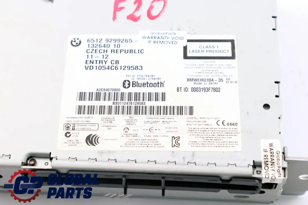 BMW F20 F21 F22 F30 Radio Professional CD Lettore Bluetooth - SKU 9299265 - Numero di parte 9299265