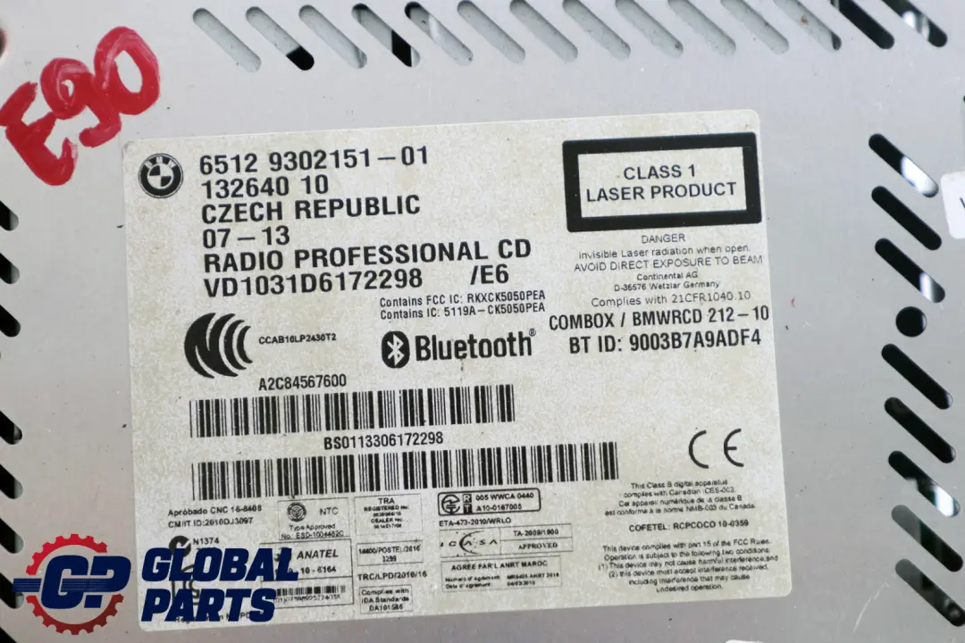 BMW 1 3 Series E81 E87 E90 E91 E92 LCI Radio CD Professional - SKU 9302151 - Part number 9258170