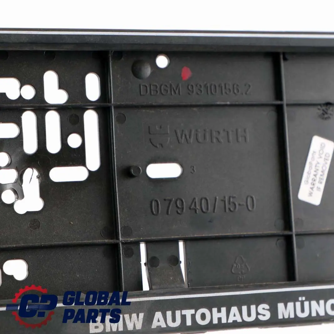Front Bumper License Plate Holder Wurth to BMW 3 Series E46 E90 E91 with Part number 9310156 BMW 3 Series E46 E90 E91 Front Bumper License Plate Holder Wurth - SKU 9310156 - Part number 9310156