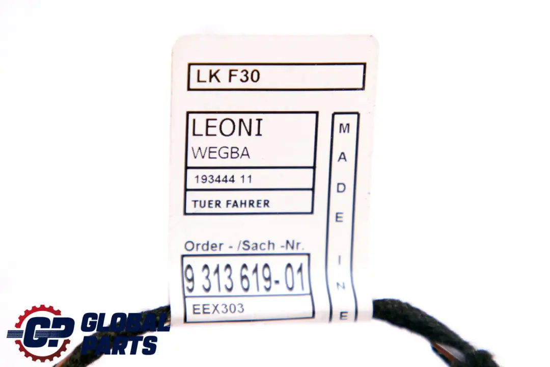 BMW F30 F31 Cable Mazo Puerta Lado Conductor Cableado Delantero - SKU 9313619 - Número de pieza 9313619