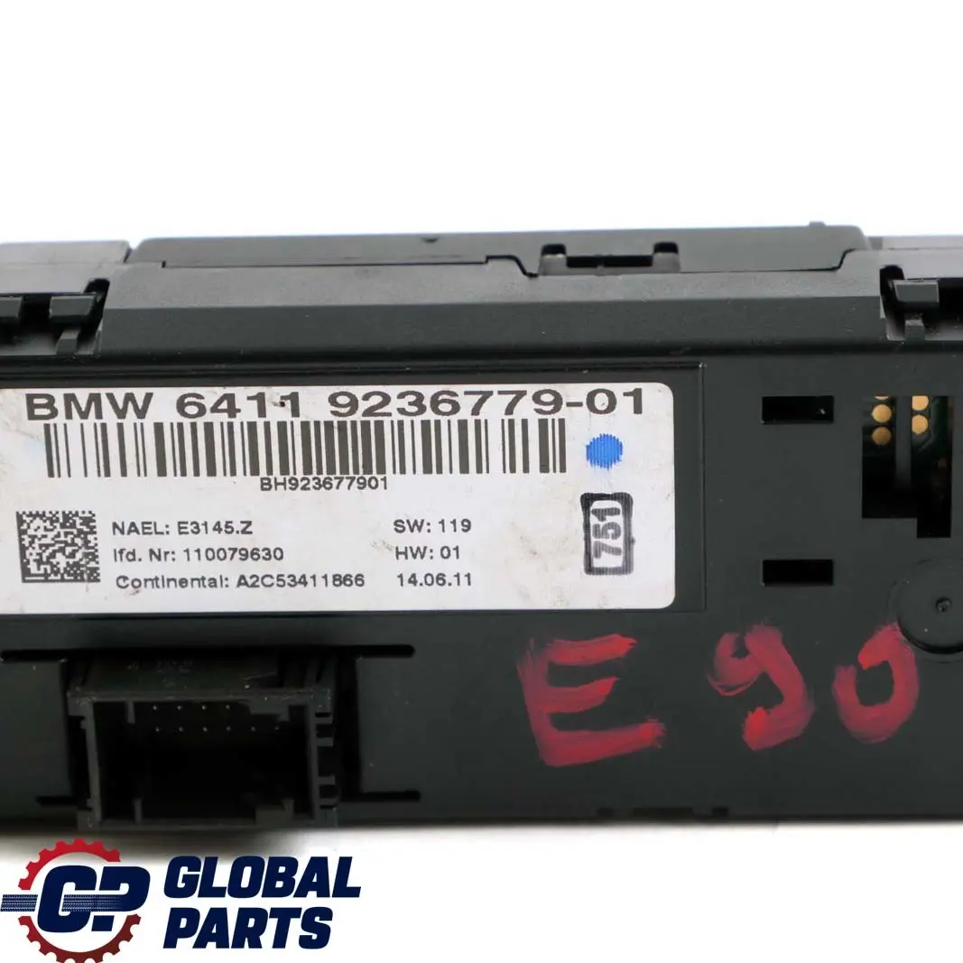 BMW E90 E91 E92 E93 LCI Panel Climatisation Appareil de Commande 9221857 - SKU 9313738 - Numéro de pièce 9313738