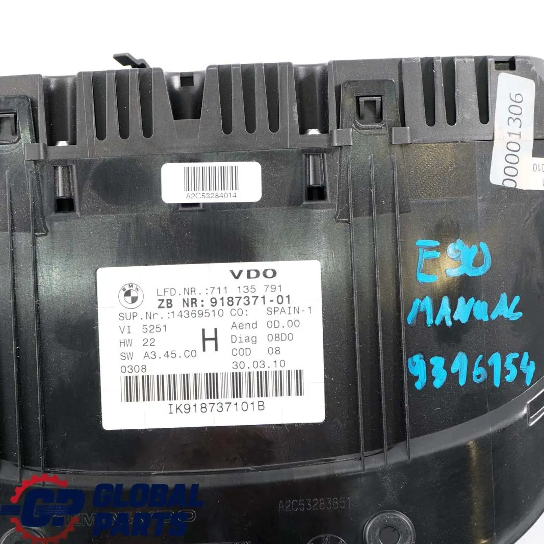 £*BMW 3 Series E90 E91 E92 Diesel Manual Instrument Speedometer Clocks to with Part number 9316154 £*BMW 3 Series E90 E91 E92 Diesel Manual Instrument Speedometer Clocks - SKU 9316154 - Part number 9316154