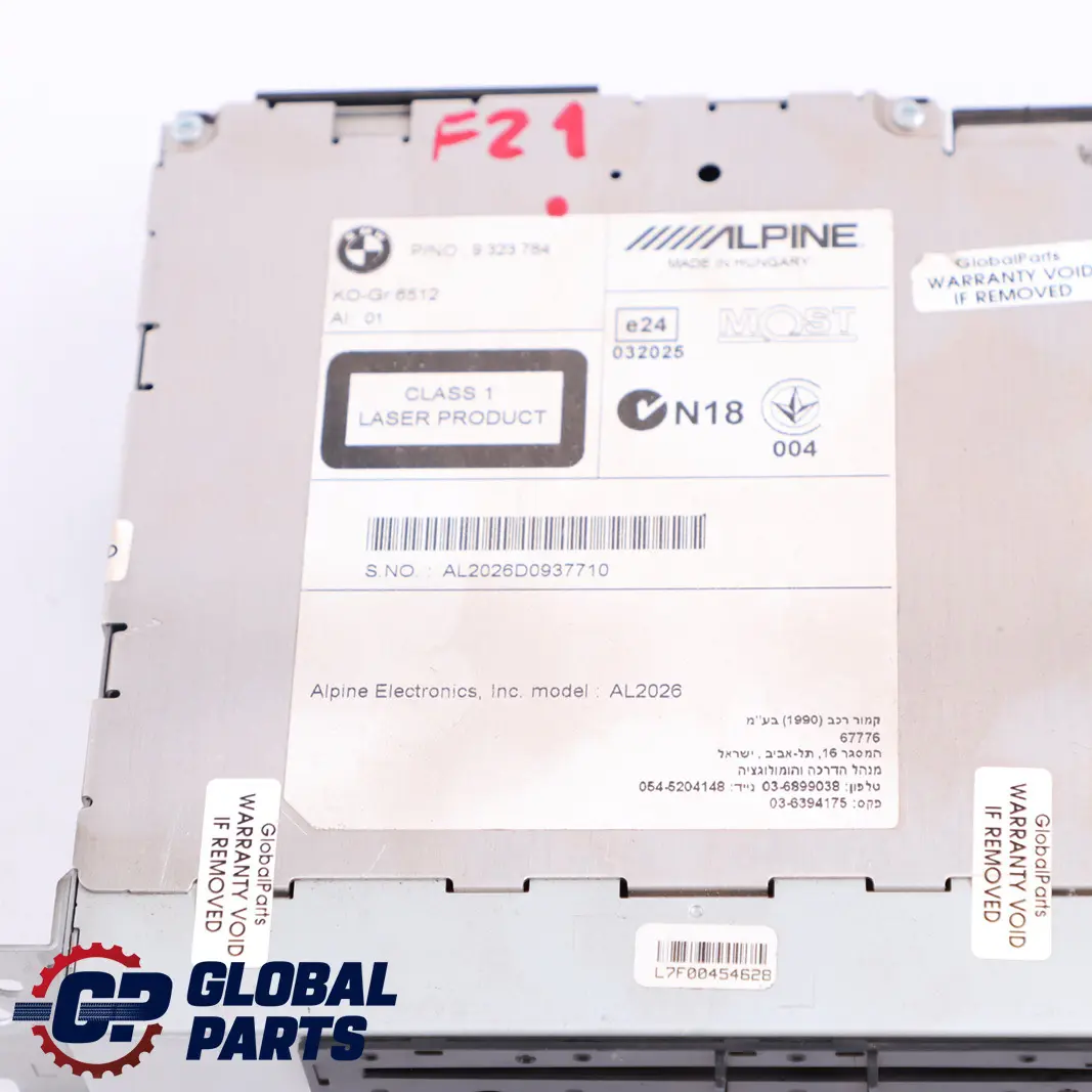 Champ 2 Radio Player Head Unit 9323784 to BMW F20 F21 F22 F30 F31 Alpine CD with Part number 9317872 BMW F20 F21 F22 F30 F31 Alpine CD Champ 2 Radio Player Head Unit 9323784 - SKU 9317872 - Part number 9317872