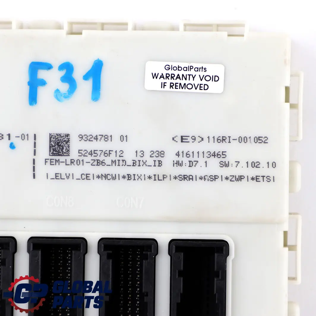 BMW F20 F21 F22 F30 F31 F32 F36 Módulo Unidad de Control FEM - SKU 9324781 - Número de pieza 9324781