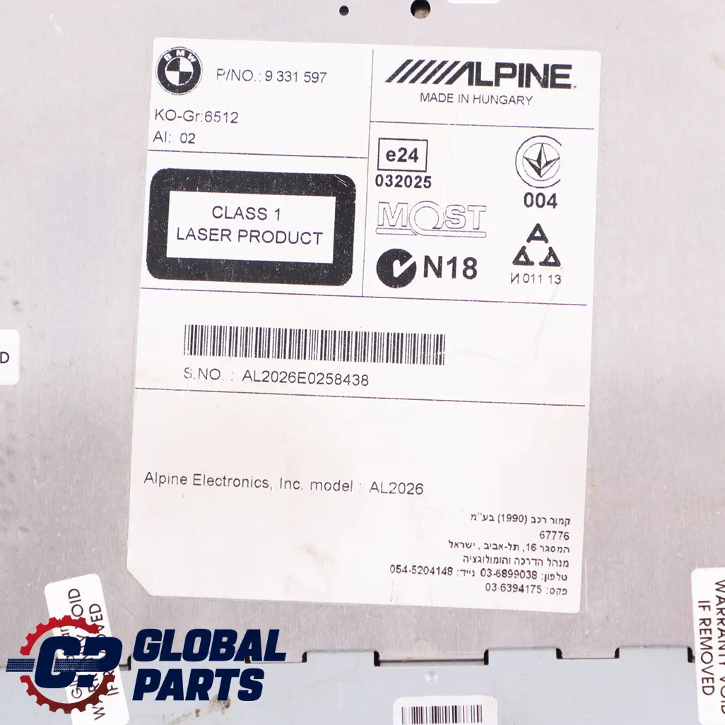 Cd-Radio Player per BMW F20 F21 F22 F30 F31 Alpine con numero di parte 9331597 BMW F20 F21 F22 F30 F31 Alpine Cd-Radio Player - SKU 9331597 - Numero di parte 9331597