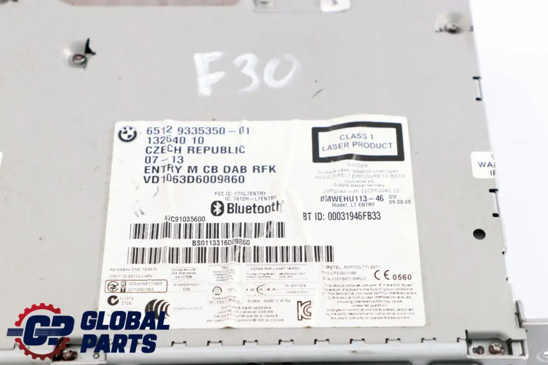 BMW F30 F31 F34 GT Radio Professionnelle DAB CD Player - SKU 9335350 - Numéro de pièce 9335350