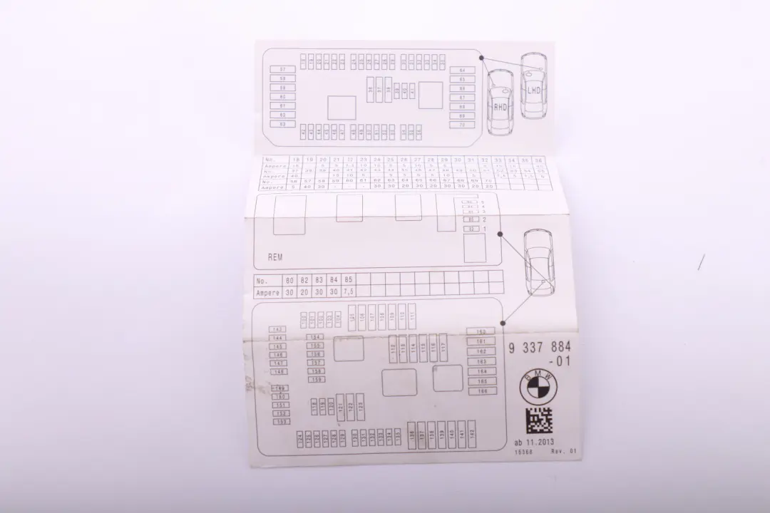 BMW F20 F21 F30 F80 Skrzynka Bezpieczników Schemat - SKU 9337884 - Numer Części 9337884