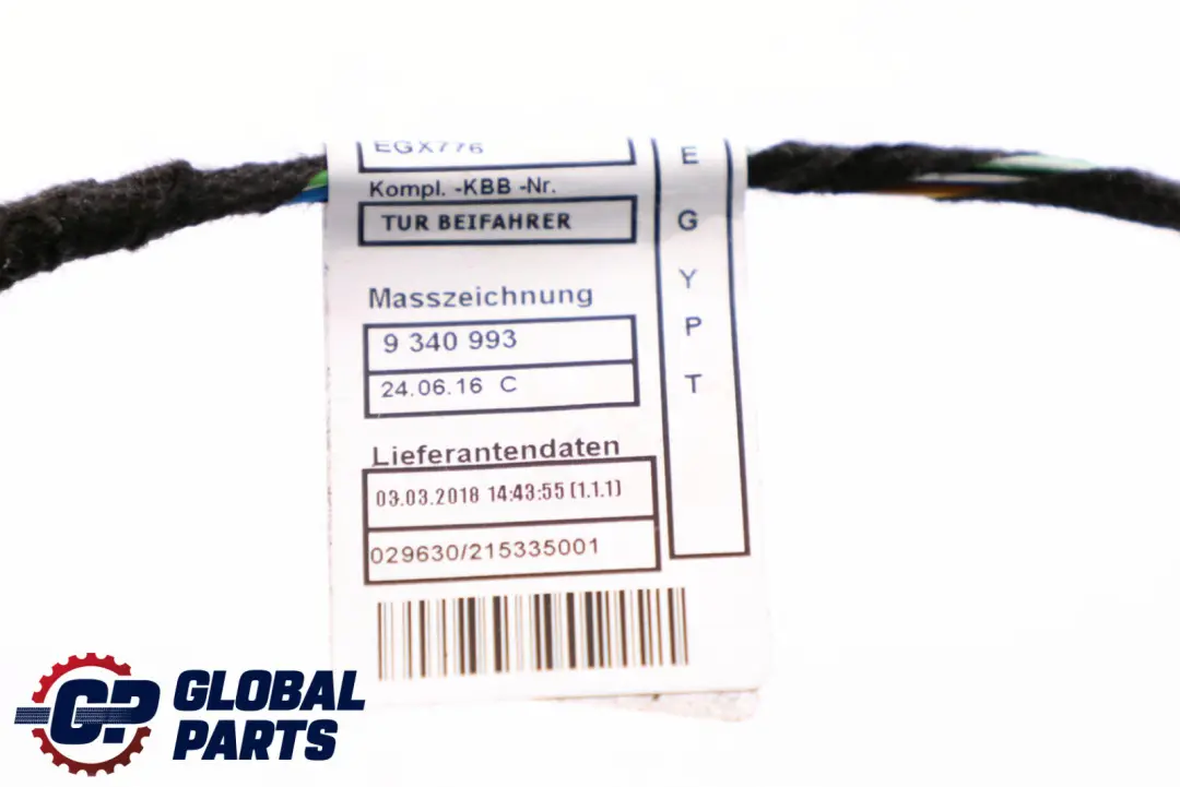 BMW 1 2 Series F21 F22 Wiring Passenger Side Loom Front Door Left N/S - SKU 9340998 - Part number 9340998