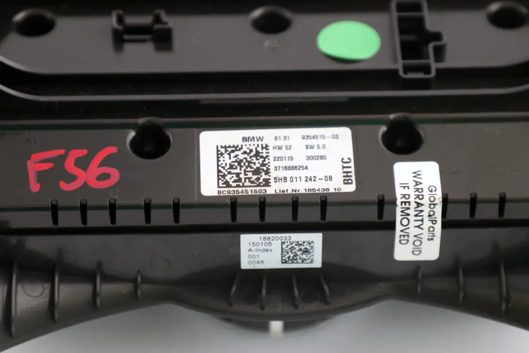 Mini F55 F56 Aire Acondicionado Calentador Unidad de Control Interruptor - SKU 9354515 - Número de pieza 9383892