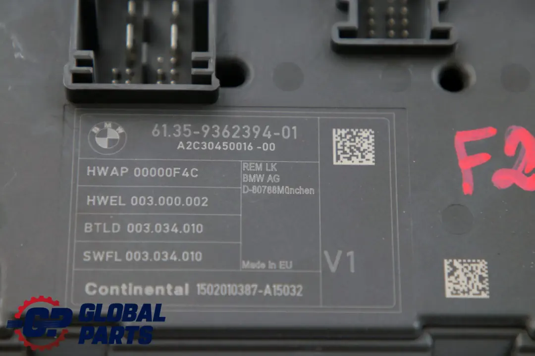 BMW 1 3 4 Series F20 F21 F30 F31 F32 Body Control Unit Module REM - SKU 9362394 - Part number 9362394