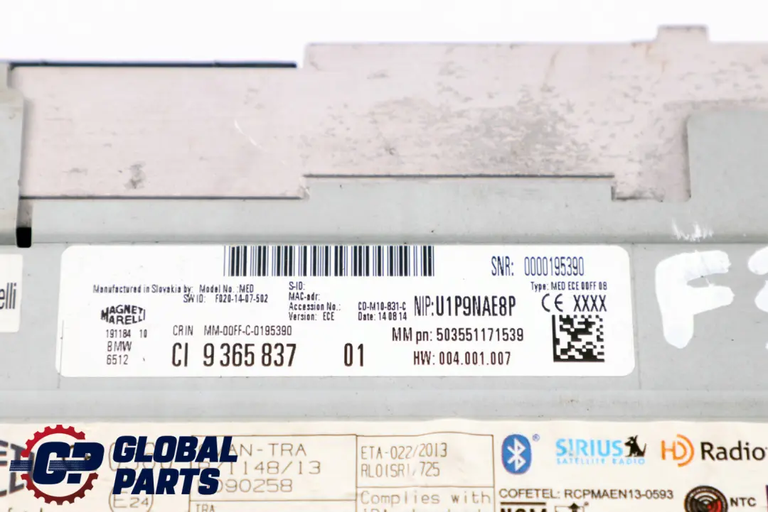 BMW F20 F21 F22 F30 F31 Unité principale Basic Media Headunit - SKU 9365837 - Numéro de pièce 9365837