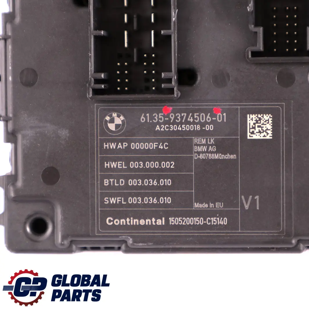  Unité De Commande De Carrosserie BMW F20 F21 F30 F31 F32 Module REM - SKU 9374506 - Numéro de pièce 9374506
