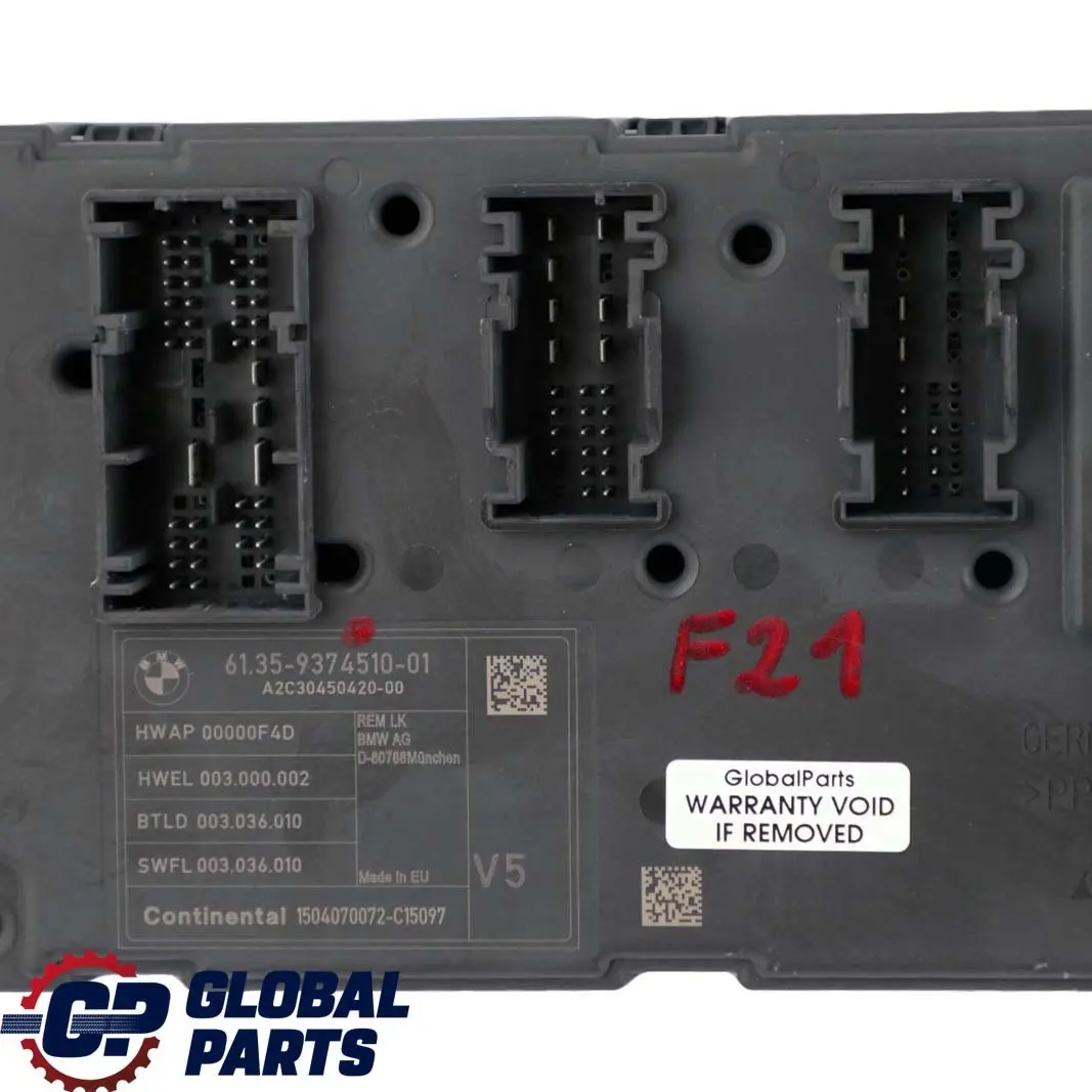 BMW 1 3 4 Series F20 F21 F30 F31 F32 Body Control Unit Module REM - SKU 9374510 - Part number 9374510