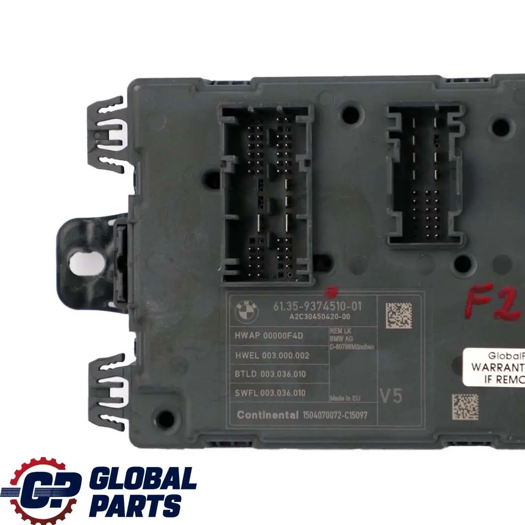 BMW 1 3 4 Series F20 F21 F30 F31 F32 Body Control Unit Module REM - SKU 9374510 - Part number 9374510