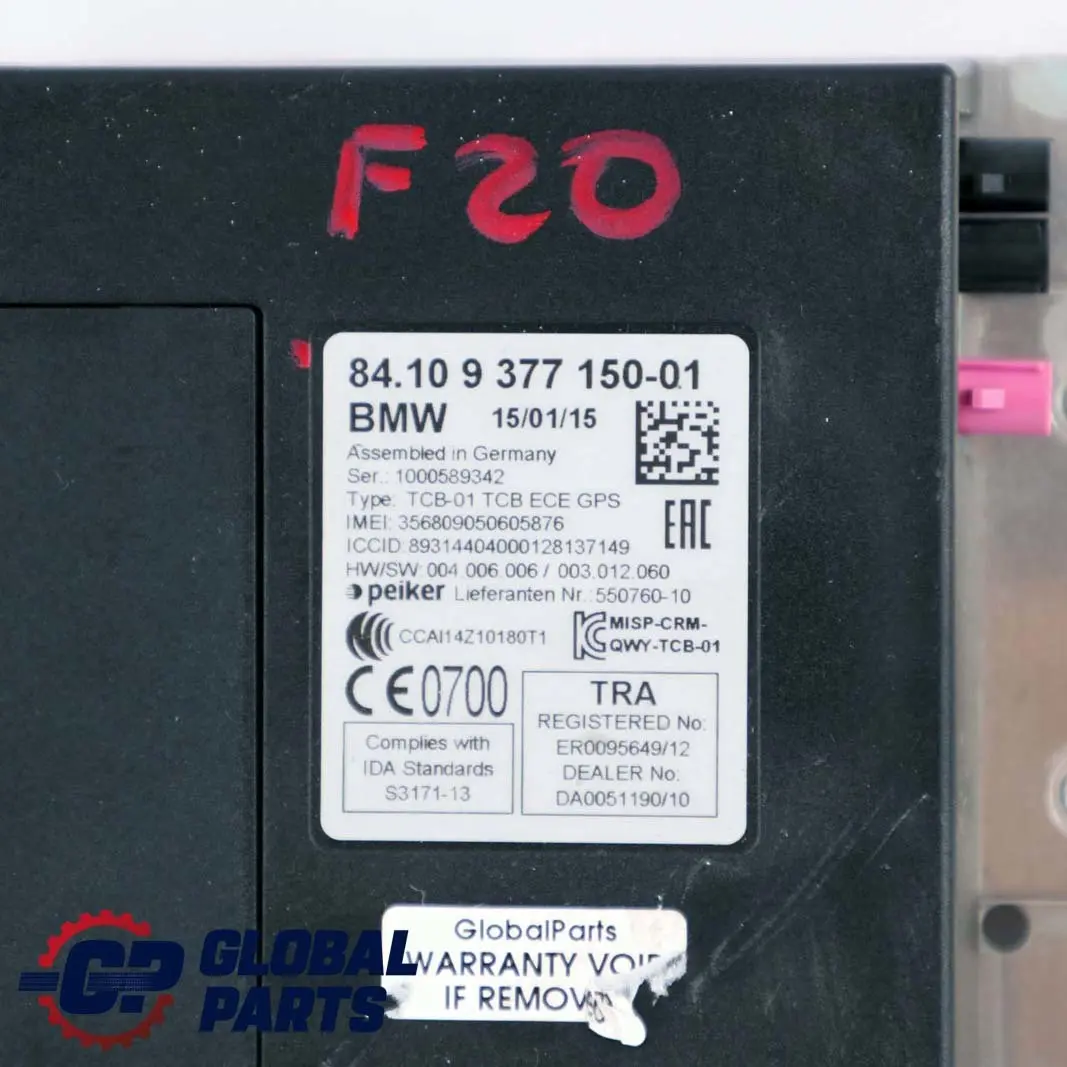 Modulo di controllo Bluetooth Unità TCB ECE per BMW Serie 1 F20 con numero di parte 9377150 BMW Serie 1 F20 Modulo di controllo Bluetooth Unità TCB ECE - SKU 9377150 - Numero di parte 9377150