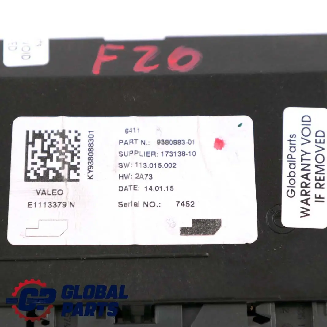 Unidad de Control Aire Acondicionado A/C Módulo para BMW F20 F21 F30 F31 con número de pieza 9380883 BMW F20 F21 F30 F31 Unidad de Control Aire Acondicionado A/C Módulo - SKU 9380883 - Número de pieza 9380883