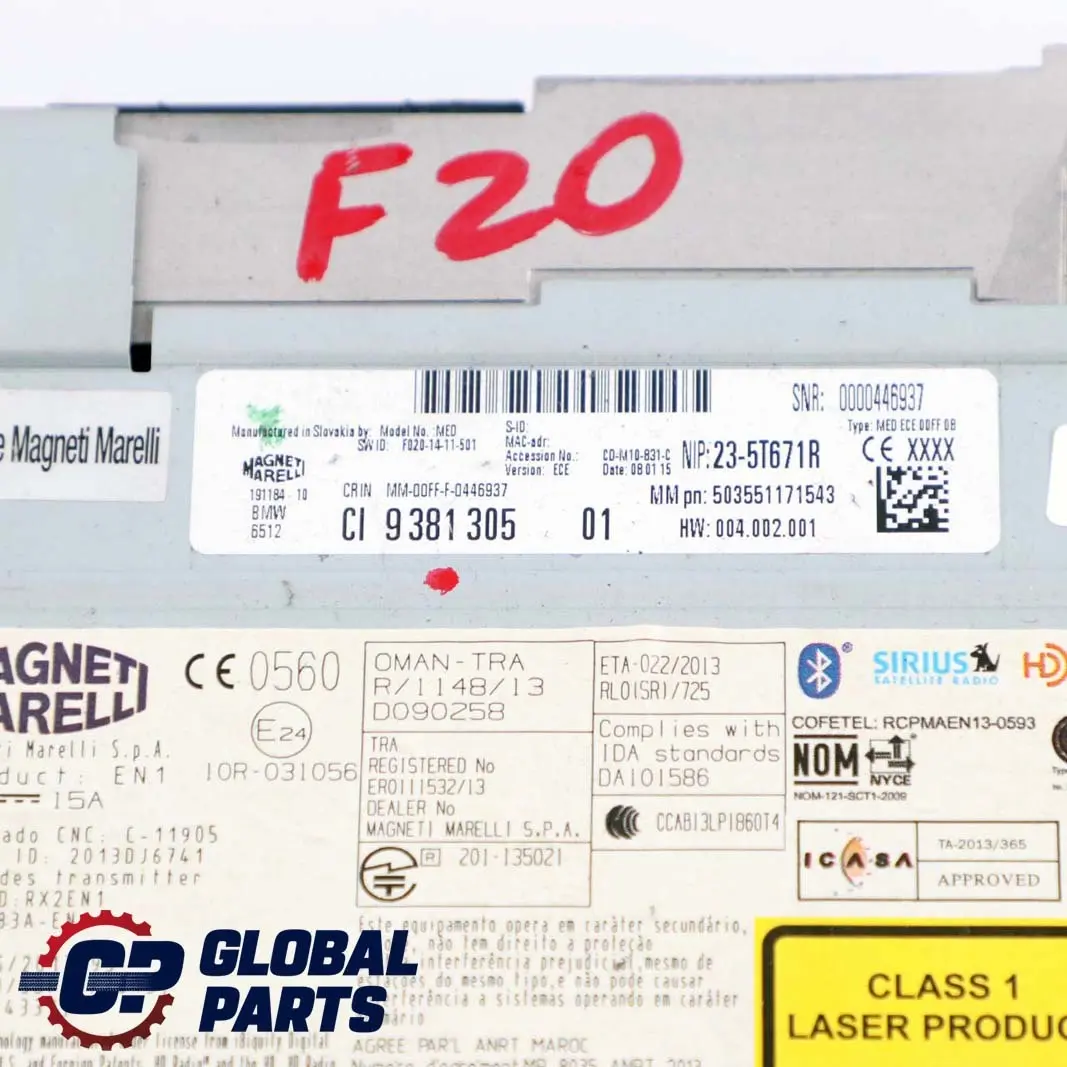 Radio CD DAB Bluetooth do BMW F20 F21 F30 F31 o numerze 9381305 BMW F20 F21 F30 F31 Radio CD DAB Bluetooth - SKU 9381305 - Numer Części 9381305