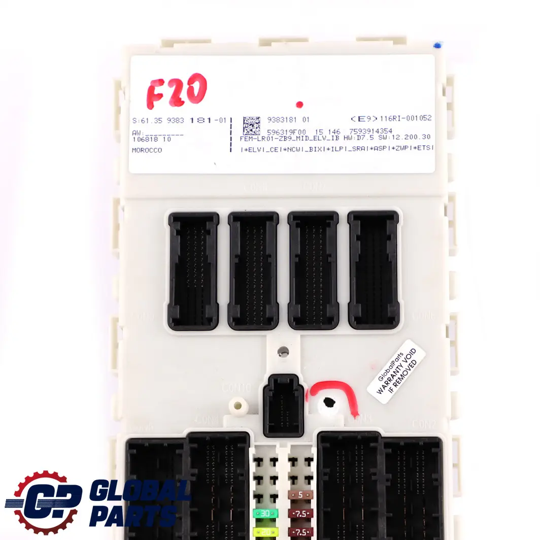 BMW F20 F21 F22 F30 F31 F32 F36 Fuse Box Body Module Control Unit FEM - SKU 9383181 - Part number 9383181
