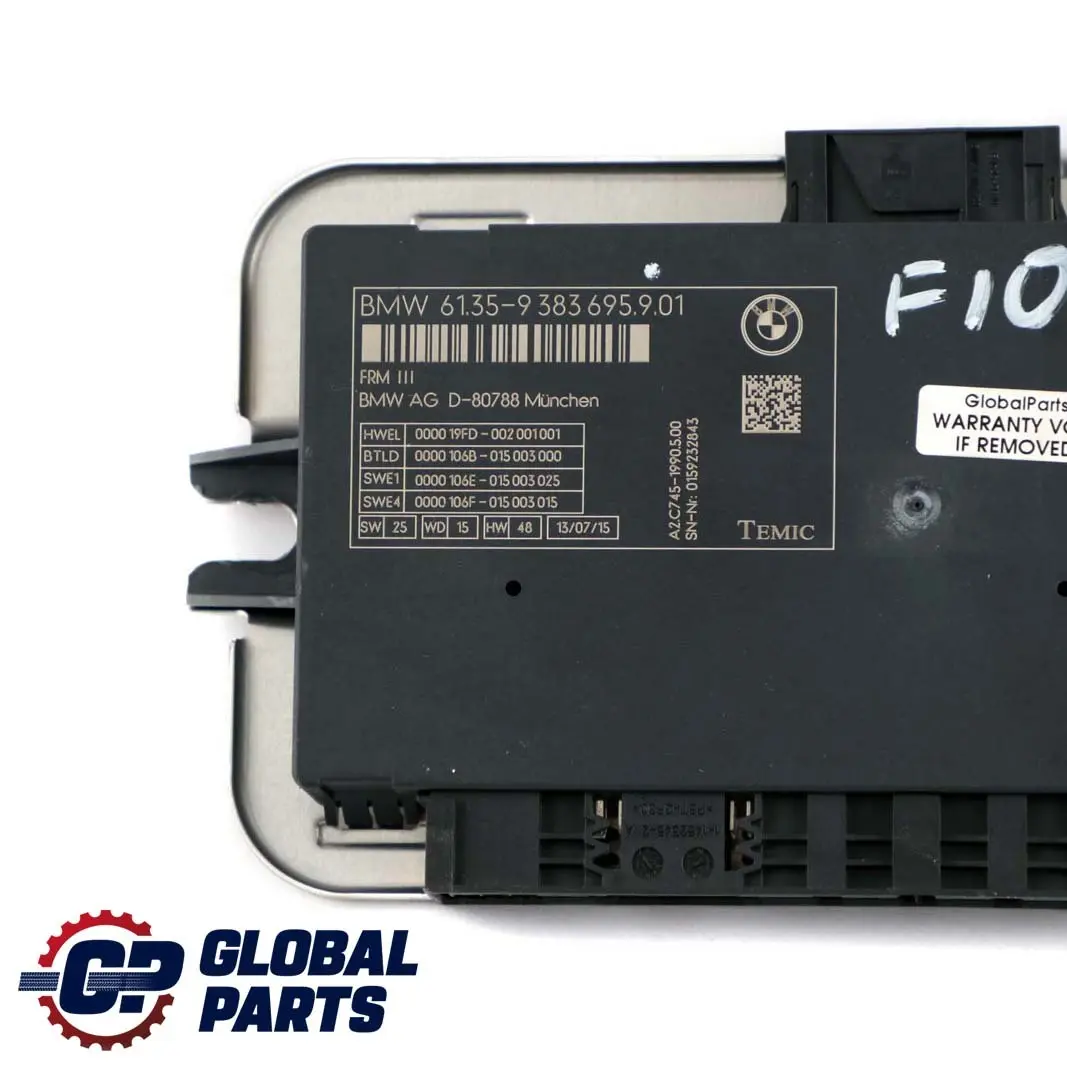 Footwell Light Module Control Unit ECU FRM III TEMIC to BMW F10 with Part number 9383695 BMW F10 Footwell Light Module Control Unit ECU FRM III TEMIC - SKU 9383695 - Part number 9383695